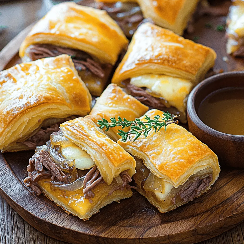 French Dip Squares are a fun twist on the classic French dip sandwich. This dish features layers of flavorful roast beef, melted Swiss cheese, and a delicious broth for dipping. People love them for their taste and easy preparation.