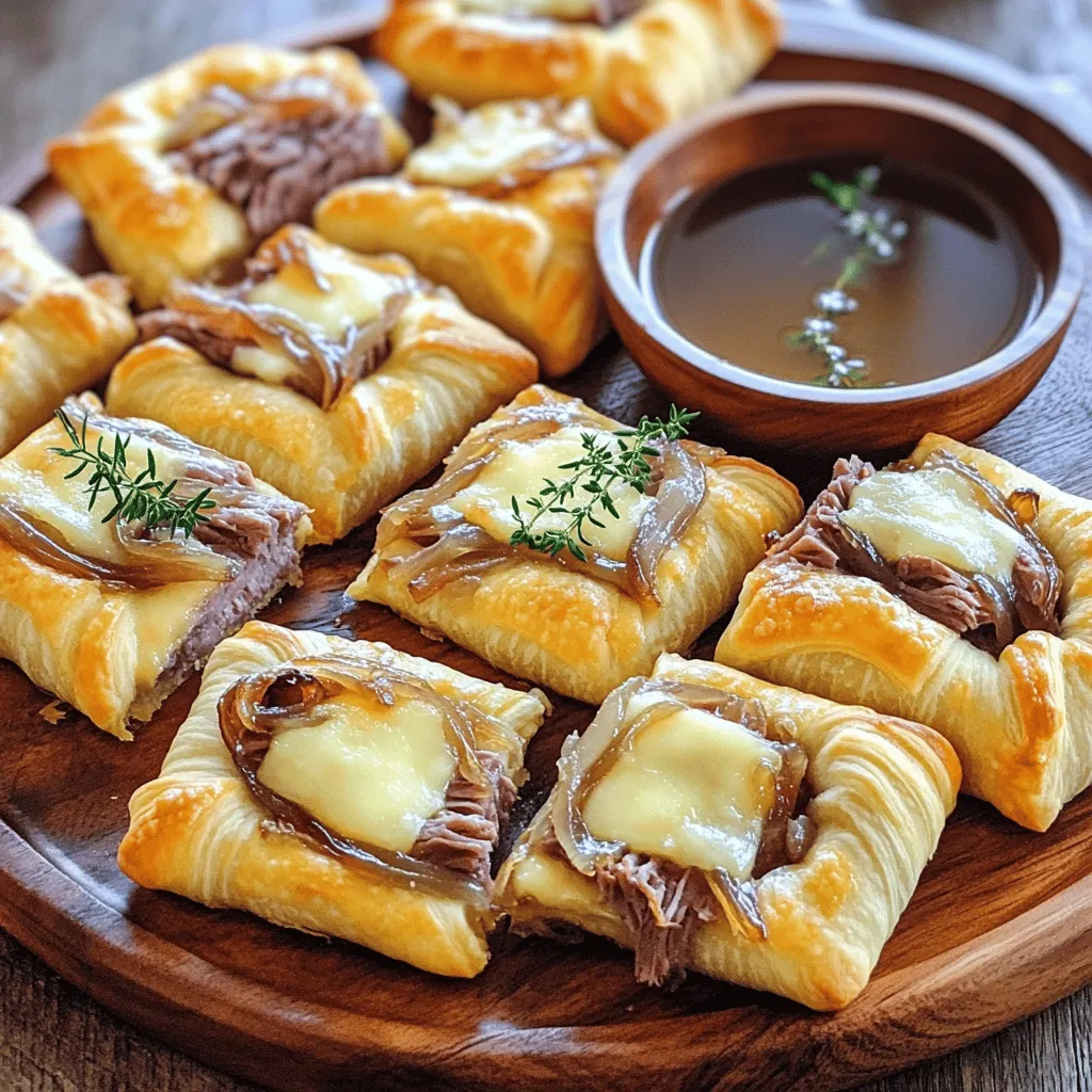 French Dip Squares are a fun twist on the classic French dip sandwich. This dish features layers of flavorful roast beef, melted Swiss cheese, and a delicious broth for dipping. People love them for their taste and easy preparation.