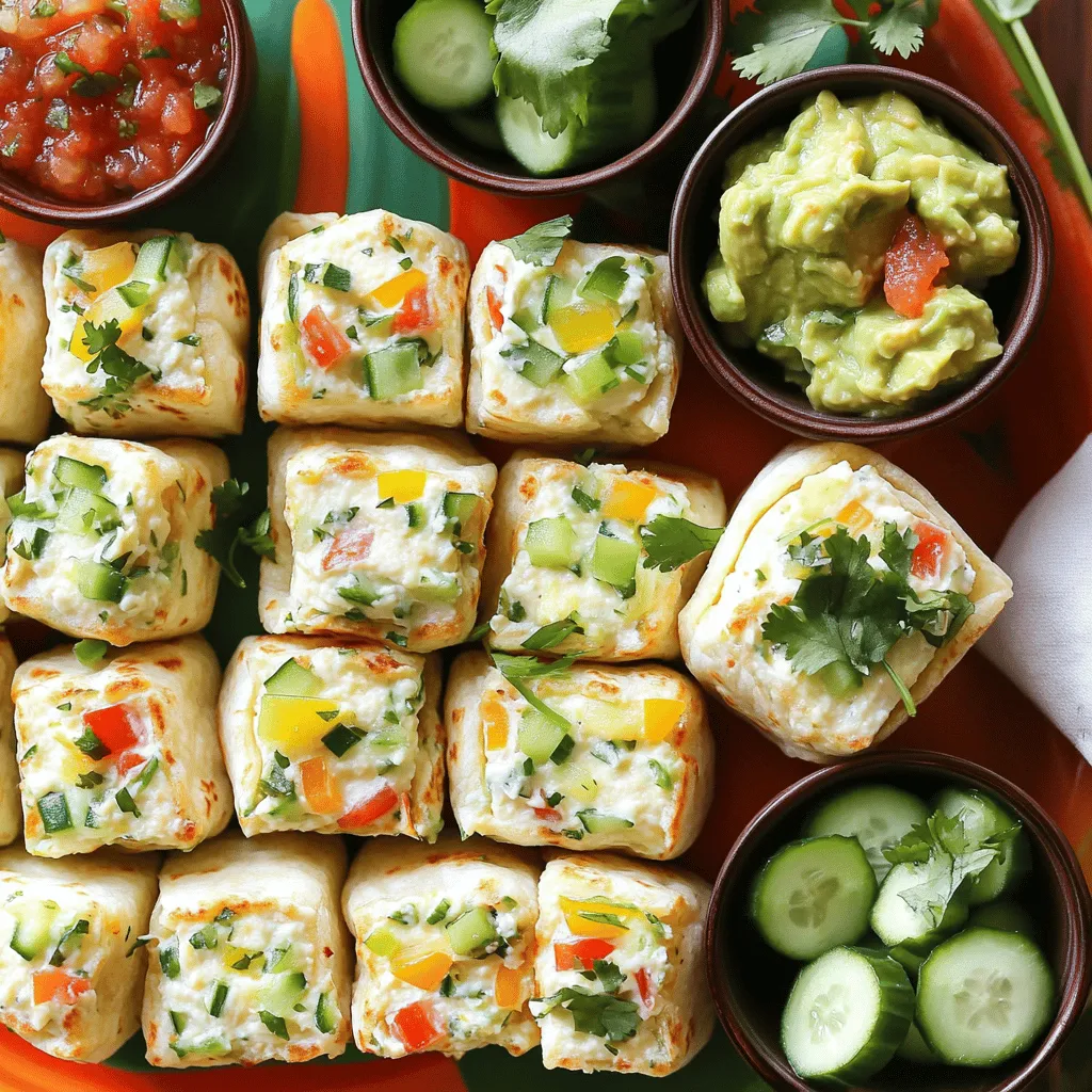 To create the best cream cheese tortilla bites, you need a few simple items. Start with <strong>4 large flour tortillas</strong>. You will also need <strong>8 oz of softened cream cheese</strong>. This gives the bites their creamy base. Add <strong>1/2 cup of shredded cheese</strong>, like cheddar or pepper jack, for extra flavor. Next, chop <strong>1/4 cup of green onions</strong> and <strong>1/4 cup of bell pepper</strong>. You can use any bell pepper color. Include <strong>1/4 cup of diced cucumbers</strong> for crunch. Lastly, season with <strong>1/4 teaspoon of garlic powder</strong>, <strong>1/4 teaspoon of onion powder</strong>, and salt and pepper to taste. Fresh herbs like cilantro or parsley make a nice garnish.” /></p>
</p>
<h2>What Creative Flavor Combinations Can Be Used?</h2>
</p>
<p>Cream cheese is a fun base for many flavors. You can mix in herbs, spices, and veggies. Some popular flavor additions include jalapeños, sun-dried tomatoes, or even bacon. Each adds a unique taste to your tortilla bites.</p>
</p>
<p>To customize the recipe for kids, keep it simple. Use plain cream cheese and add sweet ingredients. Try peanut butter, honey, or even <a class=