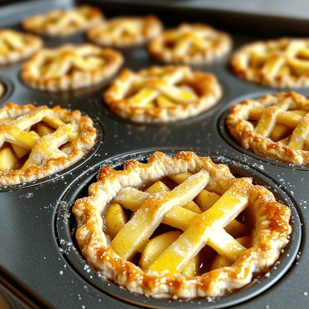 To make mini apple pies, start with fresh ingredients. For the filling, I choose two large Granny Smith apples. They add a great tart flavor that balances the sweetness. You also need one teaspoon of lemon juice. It helps keep the apples from browning.