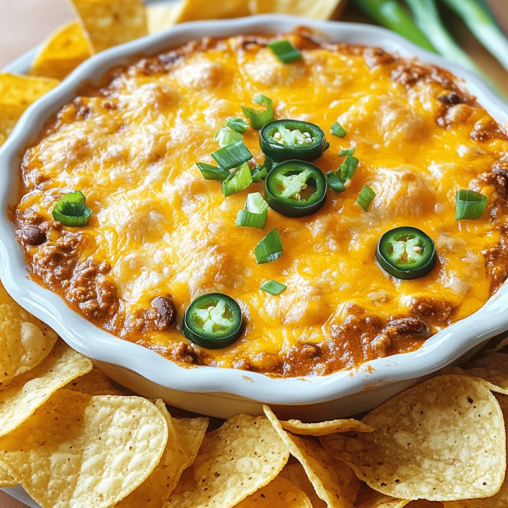 To make a great chili cheese dip, you need simple ingredients. The star of the show is a can of chili. You can choose chili with or without beans based on your taste.