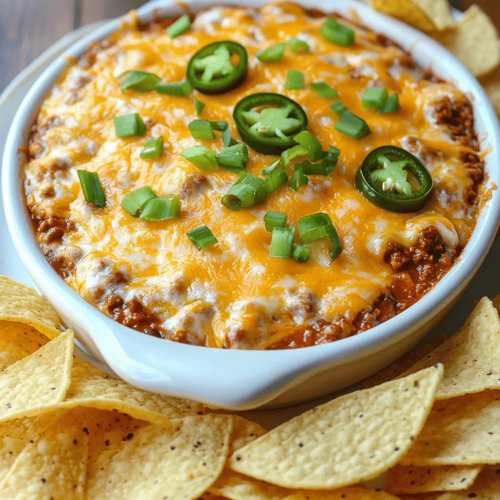 To make a great chili cheese dip, you need simple ingredients. The star of the show is a can of chili. You can choose chili with or without beans based on your taste.