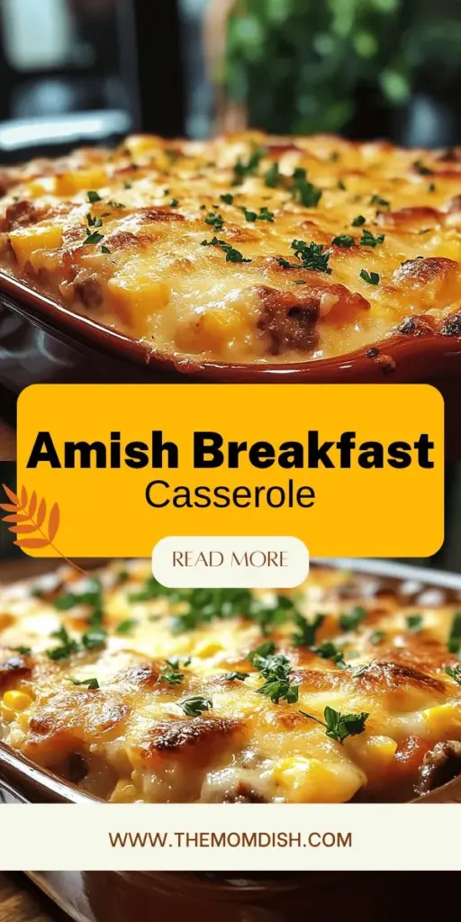 Start your day with a delicious twist on family traditions with this hearty Amish breakfast casserole! Packed with flavors, this comforting dish combines eggs, sausage, and cheese for a satisfying meal that’s perfect for feeding a crowd or meal prepping for busy mornings. Discover how to make this simple yet flavorful casserole that will become a new favorite at your breakfast table. Enjoy the taste of home and create lasting memories with your loved ones!