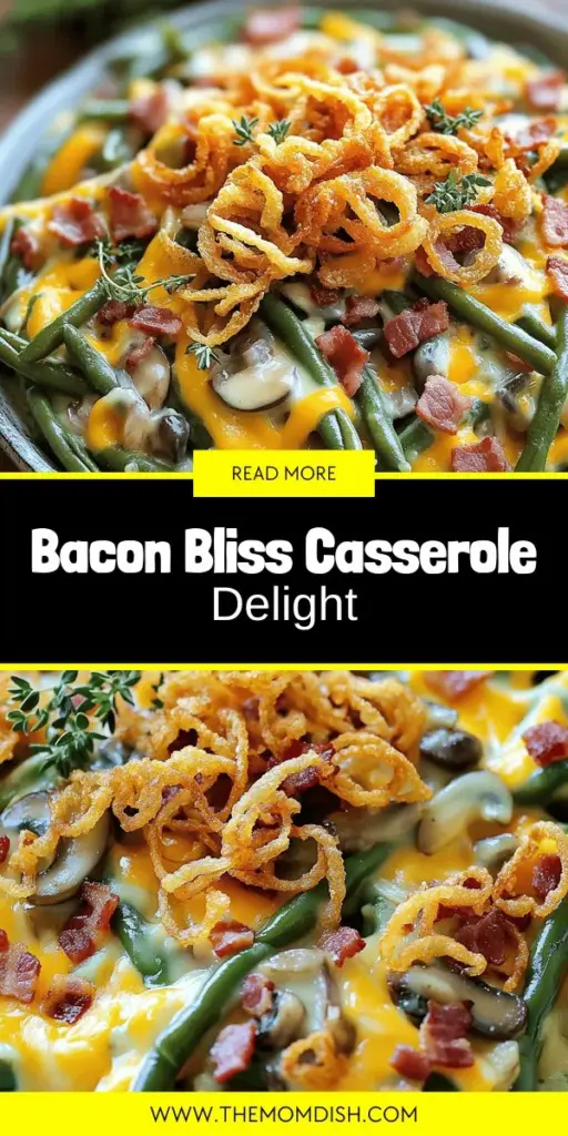 Elevate your dinner table with the Bacon Bliss Green Bean Casserole, a delicious twist on a classic dish. This comforting casserole combines fresh green beans, crispy bacon, and a creamy sauce to create a perfect blend of flavors and textures. It's an ideal side for any occasion. Discover how easy it is to prepare this crowd-pleaser and impress your family with a modern take on a beloved recipe. Click to explore the full recipe and indulge in this savory delight!