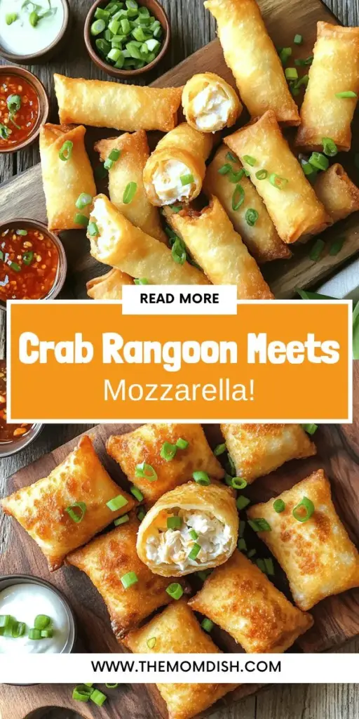 Savor the best of both worlds with these mouthwatering Crab Rangoon Mozzarella Sticks! This easy-to-follow recipe combines the crispy exterior of mozzarella sticks with a creamy crab filling that will impress your guests at any gathering. Perfect for parties or cozy nights in, these appetizers are a delicious twist on classic flavors. Click to discover how to make this irresistible fusion dish today and elevate your appetizer game!