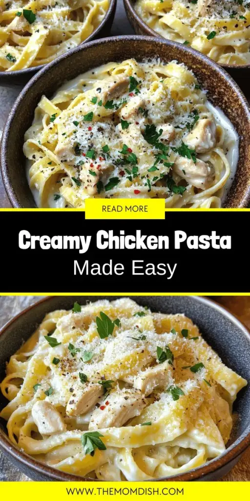 Craving a quick and delicious dinner? Dive into my creamy chicken pasta recipe that's perfect for busy weeknights! This comforting dish combines juicy chicken with rich creamy sauce and your choice of pasta for a flavor-packed meal. With essential ingredients and easy cooking tips, you'll master this recipe in no time. Ready to impress your taste buds? Click through to explore the full recipe and enjoy making this fast and flavorful dinner idea tonight!