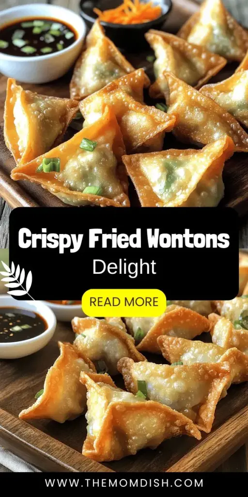 If you're craving a crispy and flavorful snack, you have to try these fried wontons! This easy recipe features a delicious filling of meat and fresh veggies wrapped in thin wonton skins, perfect for parties or cozy nights in. Fry them up to golden perfection and serve with your favorite dipping sauce for an irresistible treat. Click through to discover the full recipe and impress your friends and family with this delightful snack!