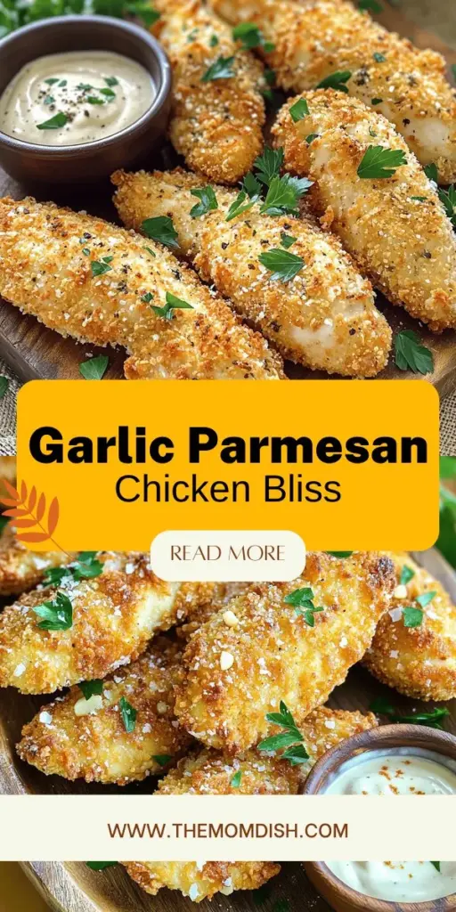 Indulge in the goodness of homemade Garlic Parmesan Chicken Tenders, a crispy and flavorful delight that's perfect for any meal! Discover how to create tender chicken coated in a savory blend of garlic and Parmesan cheese, complemented by a creamy dipping sauce. This recipe is easy to follow, healthier than store-bought options, and customizable to suit your family's taste. Click through to explore these mouthwatering recipes and impress your loved ones today!