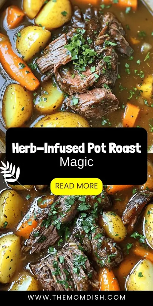 Indulge in the delightful flavors of our succulent herb-infused slow cooker pot roast recipe. This comforting dish combines tender beef chuck with fresh herbs, hearty vegetables, and a rich broth for a meal your family will love. Perfect for gatherings or cozy dinners, this easy recipe enhances traditional pot roast with aromatic herbs for unbeatable taste. Click through to discover how to create this mouthwatering dish that fills your home with savory aromas and warmth.