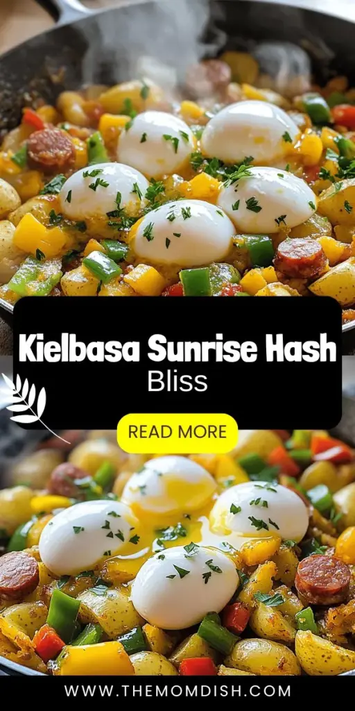 Start your day right with Kielbasa Sunrise Hash, a hearty breakfast delight bursting with flavor! This satisfying dish combines crispy potatoes, smoky kielbasa, and fresh veggies, all topped with perfectly cooked eggs. It's versatile for any occasion, whether it's a family brunch or a quick weekday meal. Discover how easy it is to create this delicious dish with our detailed recipe. Click through to explore the full recipe and elevate your breakfast game!