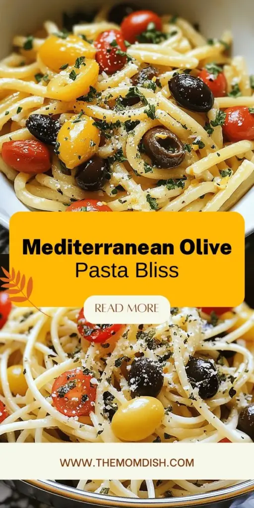 Discover the vibrant flavors of the Mediterranean with this zesty olive pasta recipe! Perfect for a quick weeknight dinner or a delightful weekend meal, this dish combines al dente pasta with briny olives, fresh herbs, and a touch of citrus for a refreshing twist. Easy to make and bursting with taste, it's a must-try for pasta lovers. Join this flavorful journey and elevate your cooking with a taste of the Mediterranean today!