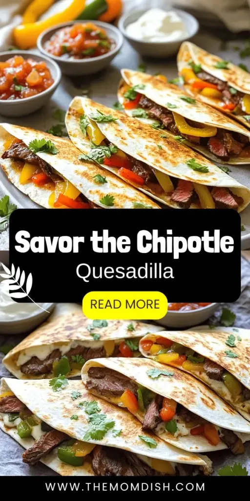 Elevate your mealtime with this irresistible Chipotle Steak Quesadilla recipe! With tender, marinated flank steak, gooey melted cheese, and fresh veggies embraced by a crispy tortilla, it's the perfect blend of flavors and textures. Ideal for any occasion, this dish is easy to prepare and sure to impress. Discover step-by-step instructions and tips for creating your own delicious quesadillas that will have everyone coming back for more. Click to explore the full recipe now!