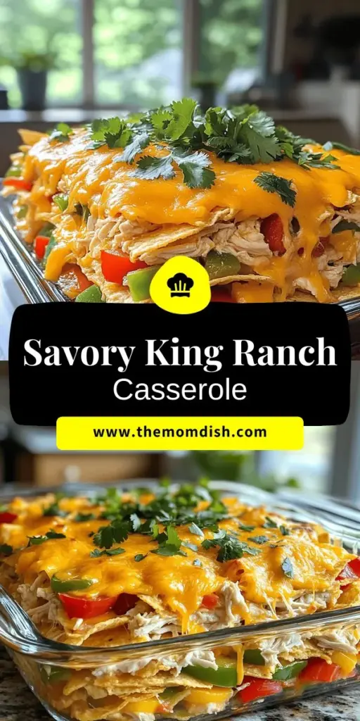 Discover the deliciousness of King Ranch Chicken Casserole, a comforting Texas classic perfect for any gathering or family dinner. With layers of tender chicken, tortillas, creamy soup, and melty cheese, this one-dish meal is easy to prepare and packed with flavor. Ready for a hearty meal that brings everyone together? Click through to explore this mouthwatering recipe and elevate your dinner game tonight!