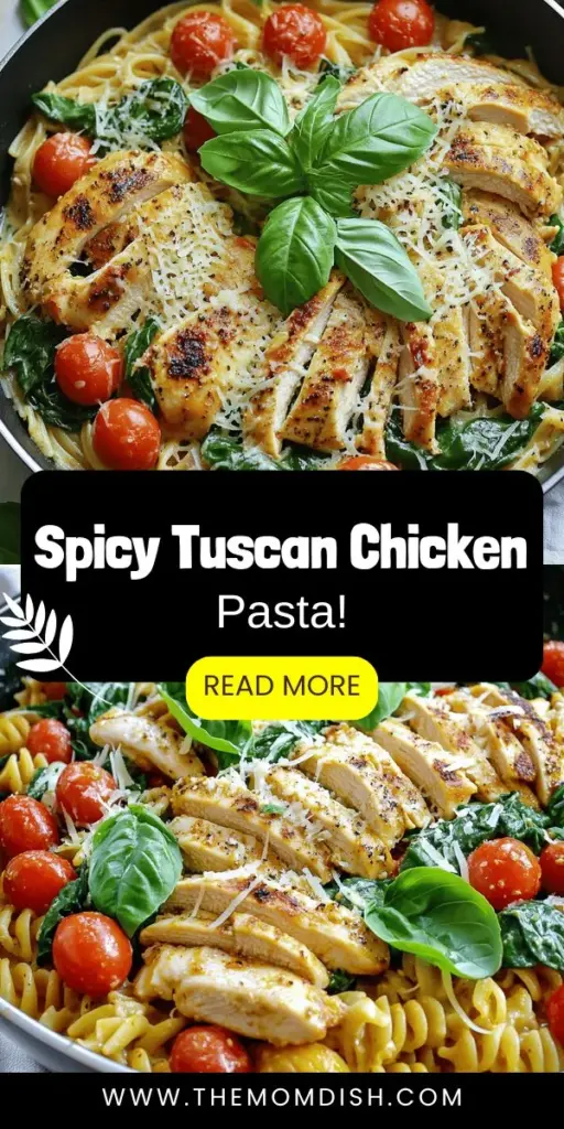 Indulge in the rich, creamy goodness of Spicy Tuscan Chicken Pasta, a mouthwatering Italian delight that combines succulent chicken, vibrant cherry tomatoes, and fresh spinach tossed with al dente penne in a zesty sauce. Perfect for quick weeknight dinners or casual gatherings, this easy recipe can be made in just 30 minutes. Click through to discover the full recipe and impress your family and friends with this unforgettable dish!