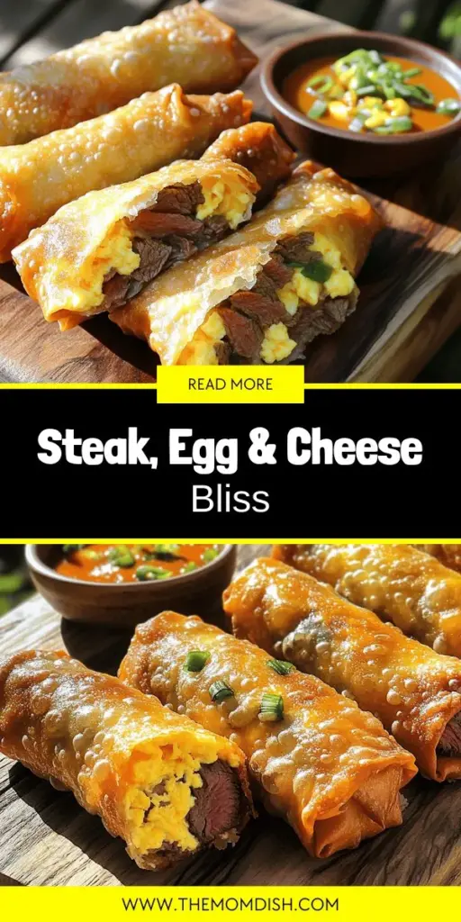 Satisfy your cravings with an irresistible recipe for Steak, Egg & Cheese Egg Rolls! This flavorful fusion of juicy flank steak, creamy scrambled eggs, and melted cheddar cheese wrapped in crispy egg roll skin is perfect for brunch, snacks, or any meal. Learn how easy it is to whip up these crowd-pleasers right in your kitchen. Click through to discover the step-by-step guide and elevate your cooking game today!