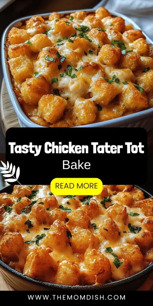 Satisfy your cravings with this mouthwatering Chicken Tater Tot Casserole recipe! Perfect for busy weeknights, this comfort food dish combines tender chicken, creamy sauce, and crispy tater tots for a deliciously satisfying meal. Easy to prepare and full of flavor, it's a family favorite that kids and adults will love. Get ready to enjoy a hearty one-dish wonder that's perfect for leftovers too! Try it today!