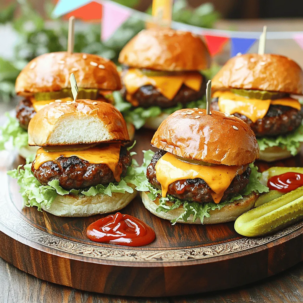 Cheeseburger sliders are mini cheeseburgers that pack big flavor into small bites. They usually use a small patty, cheese, and a soft bun. These sliders are easy to eat and fun to share. They are a great choice for parties because they are simple to make and serve. Each guest can grab one or two without feeling full.