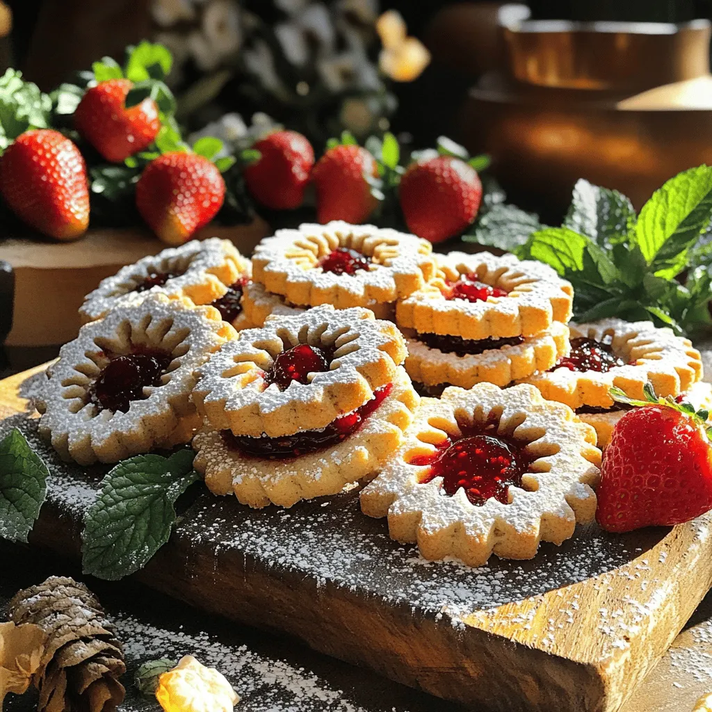 Linzer berry cookies are a tasty treat with a rich history. They come from Austria and date back to the 17th century. These cookies have a soft shortbread base made with butter, flour, and almond flour. The center is filled with sweet berry jam, usually raspberry or strawberry. Their unique design features a cut-out shape on top, allowing the jam to peek through.