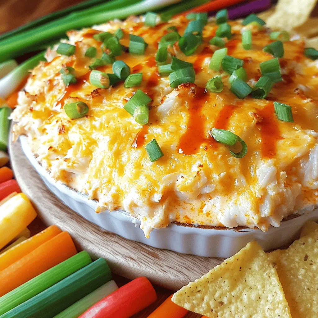 Buffalo crab dip is a delight with simple, tasty ingredients. The main star is crab meat, which brings sweet and tender bites. You want to use fresh crab meat for the best flavor. Lump crab meat works best. It has a nice texture and large pieces. You could also use lump crab from a can, but fresh is always better.