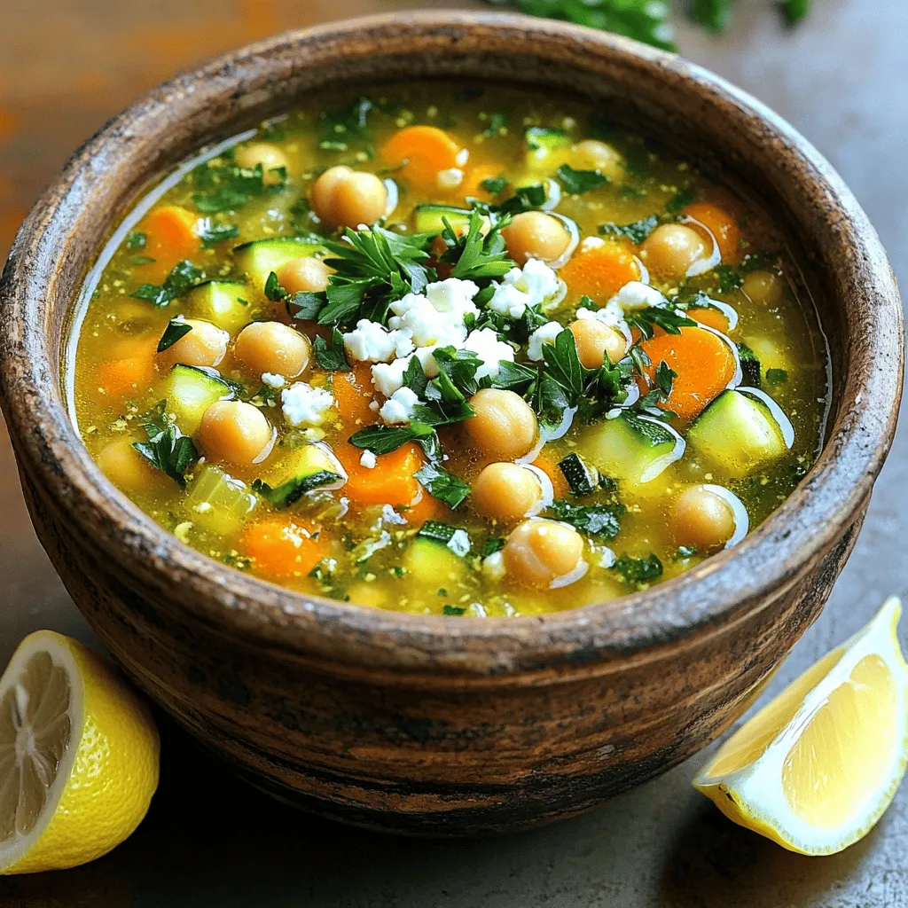 In making a lemony chickpea soup, you need simple, wholesome soup ingredients. Start with olive oil, onion, garlic, carrot, and celery. These vegetables enhance the flavor of the soup. They build a base that is rich and hearty.