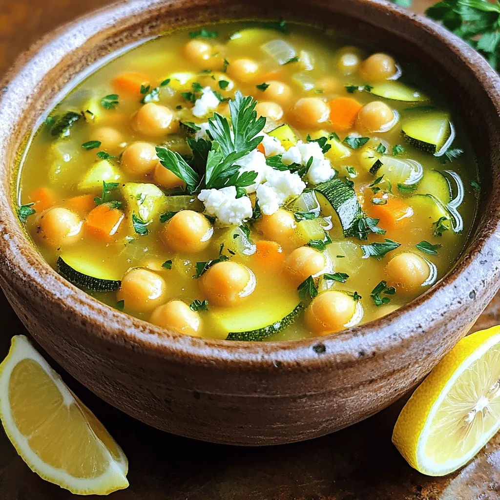 In making a lemony chickpea soup, you need simple, wholesome soup ingredients. Start with olive oil, onion, garlic, carrot, and celery. These vegetables enhance the flavor of the soup. They build a base that is rich and hearty.