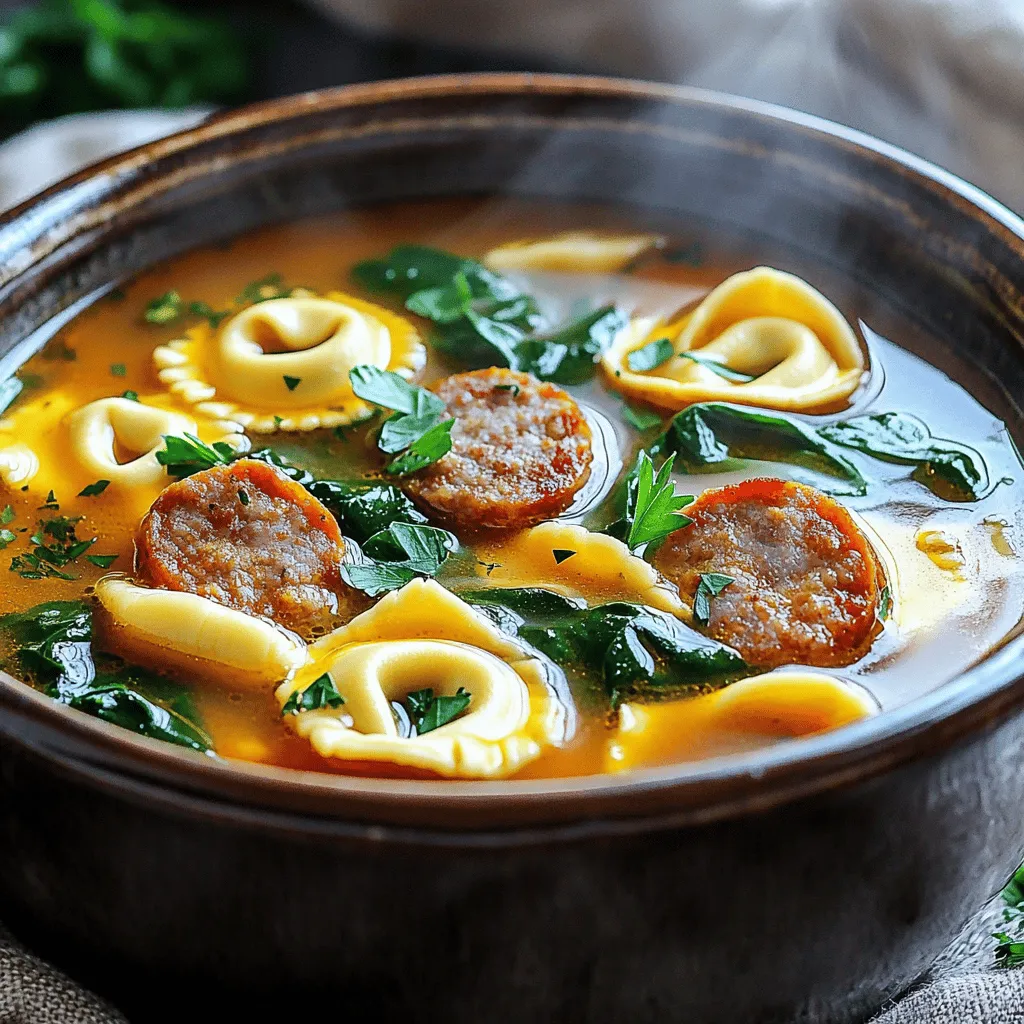 To make the best Crockpot Sausage Tortellini Soup, you need a few key ingredients.