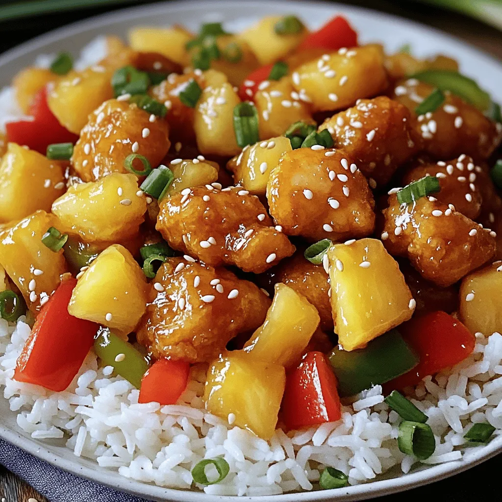 To make sweet and sour chicken, you need some key ingredients. The main base is chicken, usually thighs. They are juicy and tender. You will also need colorful veggies like bell peppers, onions, and carrots. These add crunch and flavor. Pineapple chunks bring a sweet twist and balance the dish.