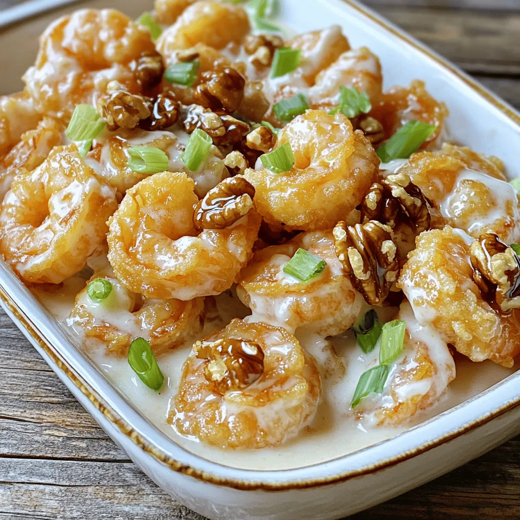 Honey walnut shrimp is a tasty dish that combines shrimp and walnuts in a sweet sauce. This dish comes from Chinese cuisine, where it has become very popular. You often find it in Chinese restaurants, especially in America.