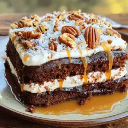 The main part of German chocolate poke cake is the cake mix. You start with a box of German chocolate cake mix. This mix gives the cake its rich chocolate flavor.