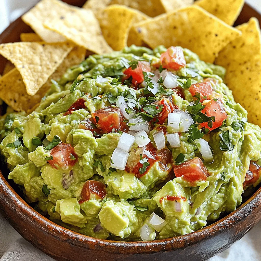 To make homemade adobo guacamole, you need a few simple ingredients. First, gather two ripe avocados. These will be the base of your guacamole. Next, get one small onion and chop it finely. You will also need one medium tomato, diced into small pieces. Garlic adds flavor, so grab one or two cloves and mince them.