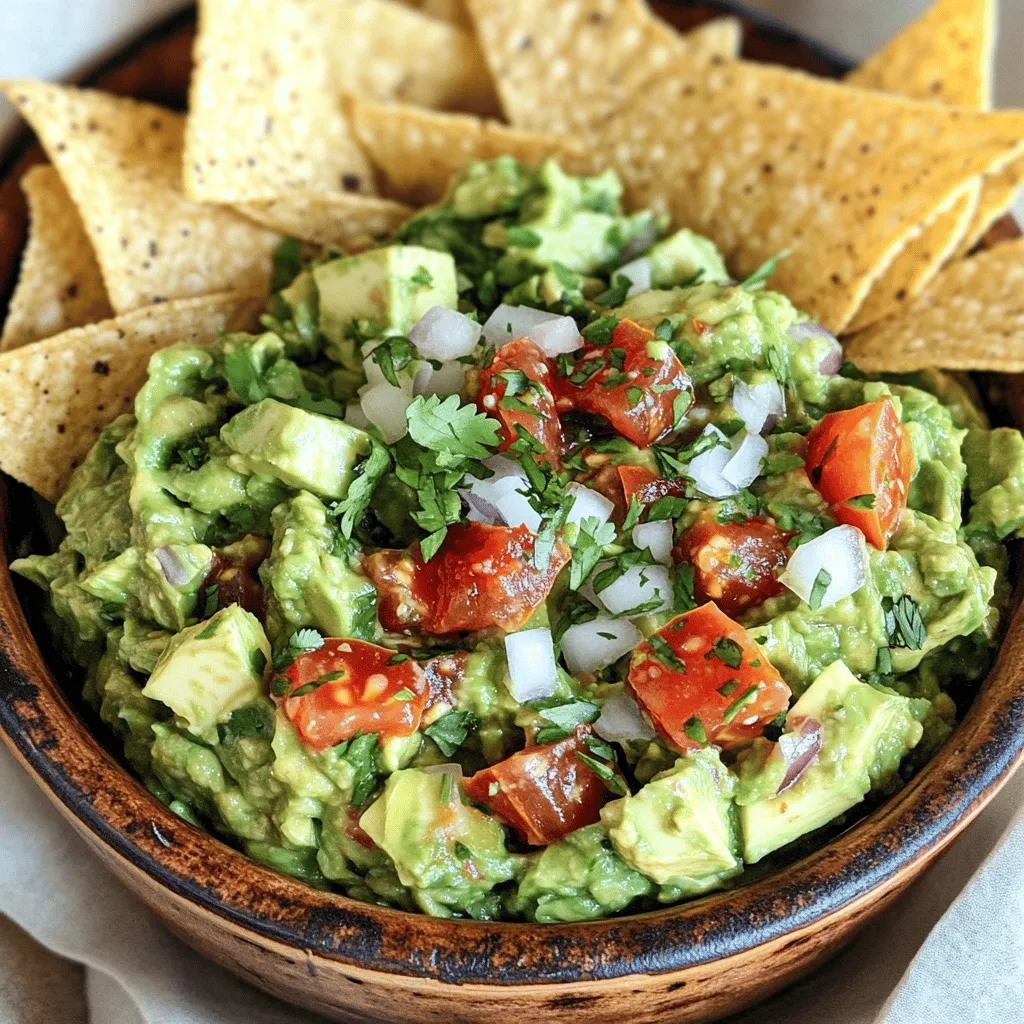 To make homemade adobo guacamole, you need a few simple ingredients. First, gather two ripe avocados. These will be the base of your guacamole. Next, get one small onion and chop it finely. You will also need one medium tomato, diced into small pieces. Garlic adds flavor, so grab one or two cloves and mince them.