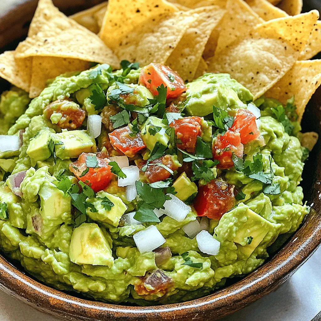 To make homemade adobo guacamole, you need a few simple ingredients. First, gather two ripe avocados. These will be the base of your guacamole. Next, get one small onion and chop it finely. You will also need one medium tomato, diced into small pieces. Garlic adds flavor, so grab one or two cloves and mince them.