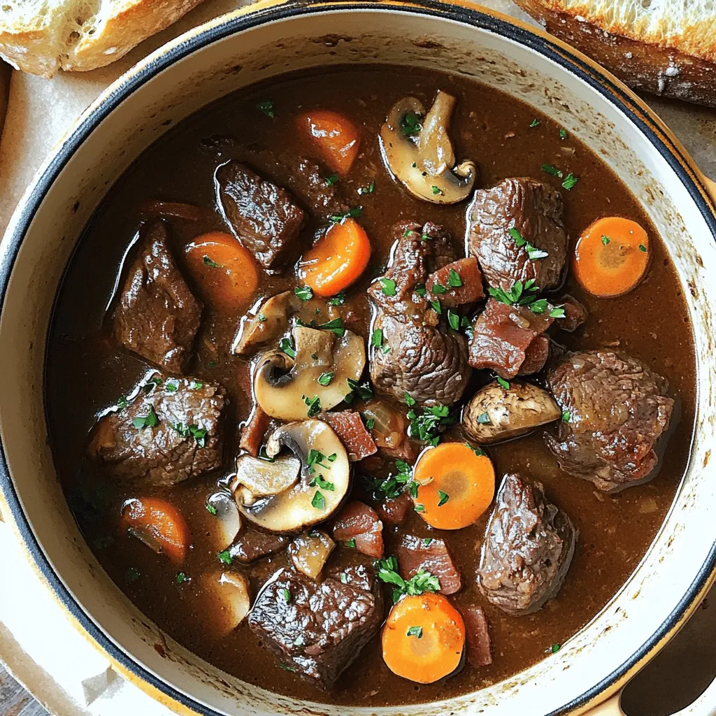 The heart of a great beef bourguignon lies in its key ingredients. First, you need beef. I prefer using beef chuck. It has the right amount of fat that makes the meat tender and juicy. You want it cut into 1-inch cubes for even cooking.