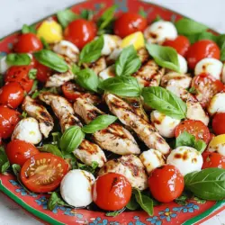 Chicken Caprese Salad is a delightful twist on the classic Italian Caprese salad, combining the freshness of tomatoes and basil with the protein-packed goodness of grilled chicken. This vibrant dish not only boasts a colorful presentation but also offers a burst of flavors that tantalize the taste buds. With its origins rooted in Italy, the Caprese salad traditionally highlights the simplicity of fresh ingredients like ripe tomatoes, mozzarella cheese, basil, and a drizzle of olive oil. The addition of grilled chicken transforms this dish into a wholesome meal that is perfect for lunch or dinner.