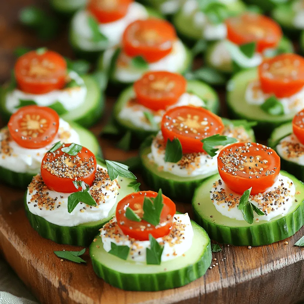 To make everything bagel cucumber bites, you need simple ingredients. Start with two large cucumbers. Their crisp texture makes them perfect for snacking.