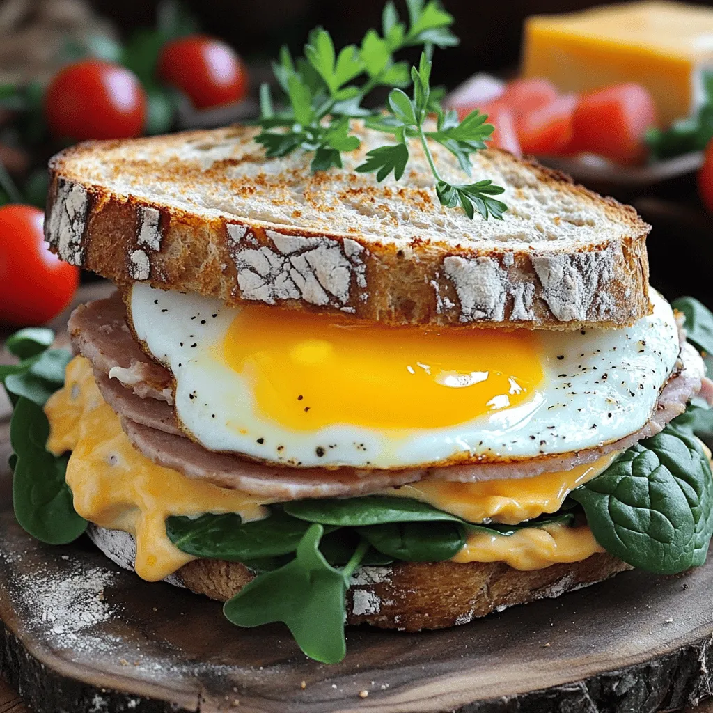 To build a great egg and ham sandwich, you need fresh, tasty ingredients. The main elements are simple yet flavorful.