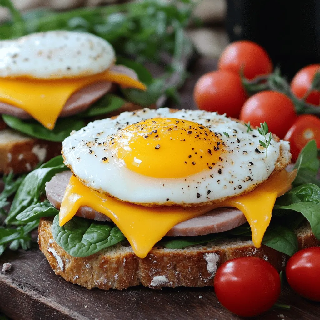 To build a great egg and ham sandwich, you need fresh, tasty ingredients. The main elements are simple yet flavorful.