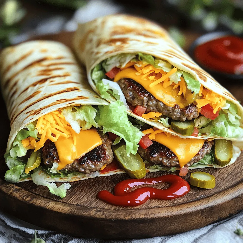 To make grilled cheeseburger wraps, gather a few key ingredients. You need 1 pound of ground beef, preferably an 80/20 blend. This mix gives you a juicy patty. Add garlic powder, onion powder, and smoked paprika for flavor. Use salt and pepper to taste.