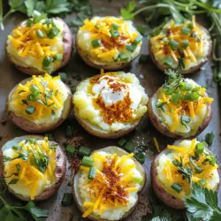 Mini baked potatoes are small, tender spuds that pack a lot of flavor. They have crispy skins and soft insides. The size makes them fun and easy to eat. You can enjoy them as a snack, side dish, or appetizer.