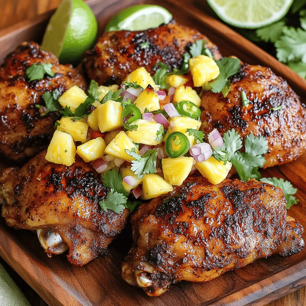 To create authentic jerk chicken, you need key ingredients. First, let’s talk about the jerk chicken marinade ingredients. You will need chicken thighs, jerk seasoning, olive oil, lime juice, and brown sugar. Salt and pepper are also important for taste.