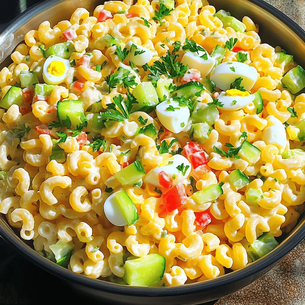 Amish macaroni salad stands out for its simple, tasty ingredients. The best macaroni salad ingredients form a balanced dish. You start with 1 pound of elbow macaroni. This pasta gives the salad a hearty base.