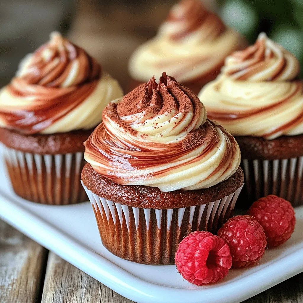 When baking red velvet marble cupcakes, you need a few key ingredients. First, use 1 ¾ cups of all-purpose flour. This gives the cupcakes structure. Next, add 1 cup of granulated sugar for sweetness. You will also need 1 teaspoon of baking soda to help them rise. Don't forget ½ teaspoon of salt; it enhances the flavors. You will need 1 teaspoon of cocoa powder for a hint of chocolate. For moisture, use 1 cup of vegetable oil and 1 cup of buttermilk. These keep the cupcakes soft. Add 2 large eggs, which bind the batter. Finally, 2 tablespoons of red food coloring will give that classic red velvet look.