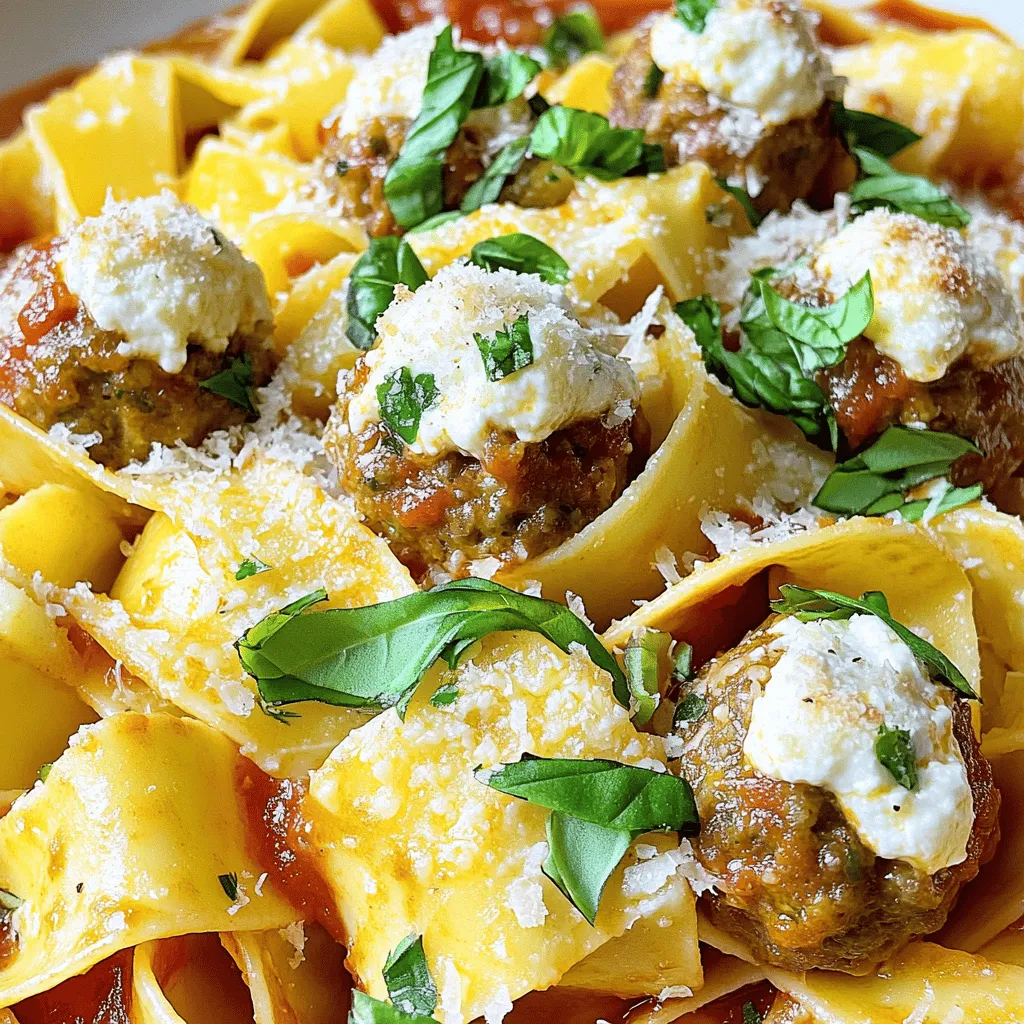 To make the best pappardelle and stuffed meatballs, you need key ingredients. First, you will need pappardelle pasta. This wide pasta holds sauce well and offers a great bite. Next, gather your meats for the meatballs. A mix of ground beef and ground pork works best. This mix gives flavor and a good texture. You can also use ground turkey or lamb if you prefer.