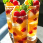 - 1 cup fresh raspberries - 1 ripe peach, pitted and sliced - 1 cup freshly squeezed lemon juice - 1 cup granulated sugar - 4 cups cold water - Ice cubes - Fresh mint sprigs for garnish (optional) - Additional sweeteners (honey, agave, etc.) - Flavored sparkling water for fizz - Sliced lemons for garnish Gather these ingredients to create a delightful Raspberry Peach Lemonade. The fresh raspberries and ripe peaches bring a fruity zing that complements the tartness of freshly squeezed lemon juice. I love using granulated sugar to sweeten the drink, but feel free to adjust it to your taste. For those who want a fizzy twist, adding flavored sparkling water can elevate your drink. You can also add a few mint sprigs for a refreshing garnish. If you prefer a sweeter lemonade, consider adding honey or agave syrup. This recipe is simple yet allows for personal touches. All these ingredients make for a fun and bright drink. Whether you enjoy it by the pool or at a summer picnic, this Raspberry Peach Lemonade is sure to please. If you want to see how to bring it all together, check the Full Recipe. - Step 1: Blend raspberries and peach Start by adding the fresh raspberries and sliced peach to a blender. Pour in half of the lemon juice. Blend until the mixture is smooth and creamy. This step helps mix the sweet fruit flavors together. - Step 2: Strain the mixture Next, pour the blended mixture through a fine-mesh sieve into a large pitcher. Use a spoon to press down on the mixture. This will help you get as much juice as possible. Discard the solids for a smooth drink. - Step 3: Mix in lemon juice and sugar Now, add the remaining lemon juice and granulated sugar to the pitcher. Stir well until the sugar dissolves completely. This adds the right amount of tang and sweetness to your drink. - Step 4: Add cold water Pour in the cold water and mix everything together. This step dilutes the strong flavors and makes it refreshing. - Step 5: Adjust sweetness to taste Taste your lemonade and decide if it needs more sweetness. You can add more sugar if you want. Stir again until it blends well. - Step 6: Serve and garnish Serve the lemonade over ice cubes in tall glasses. For a beautiful touch, add fresh mint sprigs and a few whole raspberries on top. You can also run a peach slice around the glass rim and dip it in sugar for a sweet twist. For the full recipe, check out the detailed steps above. To make your raspberry peach lemonade just right, pay attention to sweetness. Start with one cup of sugar. After mixing, taste it. You may want more sugar or less. You can also use honey or agave syrup if you like. They add a nice twist. Next, think about your fruits. Fresh fruits give the best flavor. Raspberries and peaches are sweet and juicy in season. If you can’t find fresh fruit, frozen works too. Just make sure to thaw them first. This keeps your drink tasty and bright. Presentation matters! Use tall glasses to show off the pretty colors. Clear drinkware makes the drink look more inviting. You can also rim the glasses with sugar for a sweet touch. Pair your lemonade with snacks for fun. It goes well with light bites like chips and salsa or a veggie platter. For a sweet treat, serve it with cookies or fruit tarts. Both pair nicely with the lemonade’s tangy flavor. {{image_2}} You can make Raspberry Peach Lemonade even better with some fun twists. Adding herbs like basil or mint gives a fresh taste. Just chop a few leaves and stir them in. It adds a cool flavor that pairs well with the fruit. Mixing in other fruits, like strawberries or blueberries, creates a new fruity blend. Try adding a handful of these berries to your mixture for extra color and taste. Want to make this drink a bit more exciting? You can turn your Raspberry Peach Lemonade into a peach raspberry sangria. Just add a cup of white wine to the pitcher. It makes the drink perfect for summer parties. If you prefer a stronger kick, pour in some vodka or rum. Start with half a cup and mix it in well. Adjust the amount to match your taste. This adds a fun twist to a classic drink. For more detailed steps, check the Full Recipe. To keep your Raspberry Peach Lemonade fresh, use a glass pitcher with a tight lid. Glass helps preserve flavor better than plastic. You can store it in the fridge for up to three days. After that, the taste may change, and it might lose its sparkle. You can freeze Raspberry Peach Lemonade for later use. Pour it into an ice cube tray or a freezer-safe container. Leave some space at the top, since liquids expand when frozen. When you're ready to enjoy it, just take out what you need. For defrosting, place the container in the fridge overnight. If you freeze it in cubes, let them sit out for a few minutes. This keeps the flavor strong and fresh. You can also blend the cubes with fresh water for a quick, slushy drink. What is Raspberry Peach Lemonade? Raspberry Peach Lemonade is a sweet and tangy drink. It mixes fresh raspberries and ripe peaches with lemonade. This drink is colorful and refreshing, perfect for hot days. You blend the fruit, mix it with lemon juice, sugar, and cold water. It’s a delightful treat that everyone enjoys. Can I make this recipe ahead of time? Yes, you can make it ahead of time. Just mix all the ingredients and store it in the fridge. It tastes best chilled. If you keep it in a sealed container, it will stay fresh for up to three days. Just stir it well before serving. What can I use instead of sugar? If you want a healthier option, use honey or agave syrup. These natural sweeteners work well in this drink. You can also try stevia or another sugar substitute. Just remember to adjust the amount to your taste. Can I use bottled lemon juice instead of fresh? You can use bottled lemon juice, but fresh is best. Fresh lemons have more flavor and fragrance. If you use bottled juice, check for added sugars or preservatives. They can change the taste of your drink. What are the nutritional benefits of raspberries and peaches? Raspberries are rich in vitamins and fiber. They help keep your heart healthy. Peaches are low in calories and high in vitamins A and C. Together, they make Raspberry Peach Lemonade a tasty and healthy option. You can enjoy their benefits while sipping this drink. Is this drink suitable for kids? Yes, this drink is great for kids. It’s fruity and not too sweet, so it’s perfect for them. Just adjust the sugar to make it less sweet if needed. They will love the vibrant color and fresh taste! This guide shows you how to make a delicious Raspberry Peach Lemonade. We covered ingredients, steps, and even tips for the best flavor. Recipes can be fun and easy, and you can switch things up to suit your taste. Whether you want a non-alcoholic drink or a fun sangria, you have options. Enjoy making this refreshing drink for hot days or special occasions. It's a cool treat everyone will love. Now get blending and sip something fabulous!