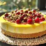 To create a rich and creamy cheesecake, you need these key items: - 16 oz cream cheese, softened - 2 large eggs - 1 cup powdered sugar - 1 cup heavy whipping cream - 1 ½ cups graham cracker crumbs These ingredients work together to give the cheesecake its smooth texture. Cream cheese is the base, while the heavy whipping cream adds lightness. Adding bright flavors is key to this dish. You will need: - Zest of 1 lemon - Zest of 1 lime - 2 tablespoons fresh lemon juice - 2 tablespoons fresh lime juice - 1 cup cherry pie filling The lemon and lime zest bring a fresh taste. The cherry pie filling adds sweetness and color, creating a beautiful layer on top. The crust and topping add great texture and taste. Gather these ingredients: - ½ cup unsalted butter, melted - 1 tablespoon sugar - ½ cup pistachios, chopped The graham cracker crumbs mixed with butter form a crunchy crust. Chopped pistachios sprinkle on top for a lovely crunch and a pop of flavor. For the complete preparation guide, check out the Full Recipe. First, preheat your oven to 325°F (163°C). This helps the crust bake evenly. In a medium bowl, mix together the graham cracker crumbs, melted butter, and sugar. Use a fork or your hands to combine well. You want a sandy texture. Next, take this mixture and press it firmly into the bottom of a 9-inch springform pan. Make sure it creates an even layer. Bake this crust for 10 minutes. Once done, let it cool completely. Now, let’s move on to the filling. In a large mixing bowl, beat the softened cream cheese until it’s smooth. You can use a hand mixer for this. Gradually add the powdered sugar as you beat. This helps mix in the sweetness. After that, stir in the vanilla extract, lemon zest, lime zest, fresh lemon juice, and fresh lime juice. Mix until everything is well combined. In a separate bowl, whip the heavy cream until stiff peaks form. This step adds lightness to your cheesecake. Gently fold the whipped cream into the cream cheese mixture. Be careful! You don’t want to deflate the whipped cream. Now, it’s time to put it all together. Pour the cheesecake filling over the cooled crust. Use a spatula to smooth the top. Cover the pan with plastic wrap and place it in the fridge. You need to chill it for at least 4 hours, but overnight is best. This helps the cheesecake set properly. Once it’s set, carefully remove the cheesecake from the springform pan. Top it evenly with cherry pie filling. Finally, sprinkle the chopped pistachios on top just before serving. Enjoy this Lemon-Lime Cherry Pistachio Cheesecake from the full recipe! To get the best texture, start with room temperature ingredients. This includes cream cheese and eggs. Room temperature items mix better. They create a smooth, creamy filling. Also, use a gentle folding technique. This helps maintain air in the whipped cream. Fold slowly to keep it light and fluffy. Always use fresh ingredients when possible. Fresh lemon and lime juice really boost the flavor. They make a big difference compared to pre-packaged products. The zest adds even more brightness. Fresh cherries also taste better than canned. You can really taste the love in each bite. Serve your cheesecake chilled on a nice platter. A decorative cheesecake platter adds charm. Top it with extra pistachios for crunch. A few fresh cherries on top add color. This makes your dessert not just tasty, but pretty too. For the full recipe, check the instructions above and enjoy your delicious creation! {{image_2}} You can change this cheesecake with fun flavors. Swap cherries for berries like strawberries or blueberries. This adds a fresh twist. Try using different nuts too. Almonds or walnuts can change the texture and taste. Want more citrus? Mix in orange zest or grapefruit juice for a zesty kick. These swaps can make your cheesecake unique and exciting. If you need a gluten-free option, use gluten-free graham crackers for the crust. You can also try almond flour or oats for a different base. To make it dairy-free, use a vegan cream cheese and coconut cream. These changes let everyone enjoy this dessert without worry. Mini cheesecakes are a great way to serve this treat. Use a muffin tin to make small, individual cheesecakes. Just adjust the baking time. This way, you can control portion sizes and make them perfect for parties. You can also cut the large cheesecake into smaller slices for easy serving. This helps satisfy sweet cravings without overindulging. For the full recipe, check out the Lemon-Lime Cherry Pistachio Cheesecake . To store leftover cheesecake, cover it with plastic wrap or foil. Place it in the fridge. This keeps it fresh for up to five days. If you want to enjoy it later, be sure to wrap it well. Freezing cheesecake is simple. Follow these steps: - Make sure the cheesecake is fully set and chilled. - Remove it from the springform pan. - Wrap it tightly in plastic wrap. - Then, wrap it in aluminum foil to prevent freezer burn. - Label it with the date. You can freeze it for up to three months. To enjoy your frozen cheesecake, thaw it properly. Here’s how: - Move the cheesecake from the freezer to the fridge. - Let it thaw overnight for the best results. - If you need it faster, place it on the counter for about two hours. - Avoid using the microwave, as it can change the texture. This cheesecake takes about 20 minutes to prep. Then, it needs to chill for at least 4 hours. So, the total time is around 4 hours and 30 minutes. I recommend making it the day before. This way, it has time to set perfectly. Yes, you can! Try using blueberries, strawberries, or raspberries. These fruits add different flavors and colors. You can also mix fruits for a fun twist. Just make sure the fruit is fresh or in good condition. You can use coconut cream or a dairy-free whipped topping. Cream cheese or mascarpone can add creaminess too. If you want a lighter option, consider using Greek yogurt. Just remember, each substitute may change the texture a little. This blog post explored how to create a delicious Lemon-Lime Cherry Pistachio Cheesecake. We covered essential ingredients, from cream cheese to fresh fruit. The step-by-step instructions made baking simple. Tips on achieving the best texture and flavor enhancements were also shared. Don’t forget the fun variations and storage tips to keep your cheesecake fresh. Making cheesecake is enjoyable, and you can customize it. Experiment with flavors and toppings. Happy baking, and enjoy your tasty cheesecake creation!