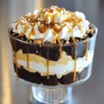- 6 brownies (store-bought or homemade), cut into cubes - 1 cup cream cheese, softened - 1/2 cup powdered sugar - 1 teaspoon vanilla extract - 1 cup heavy cream - 1/2 cup caramel sauce (plus extra for drizzling) - 1/2 cup crushed graham crackers - Sea salt for garnish To create the best Caramel Cheesecake Brownie Trifle, you need these simple ingredients. You can use store-bought brownies for a quick option or make your own for extra love. The cream cheese gives the cheesecake its rich flavor. The powdered sugar adds sweetness and helps it become creamy. Vanilla extract enhances all the flavors, making them pop. Heavy cream is key for making the cheesecake light and fluffy. The caramel sauce is where the magic happens. It adds sweetness and that gooey, sticky goodness. Crushed graham crackers add a nice crunch and help balance the creaminess. A sprinkle of sea salt at the end adds a fun twist, making each bite even more enjoyable. For the full recipe, check out the [Full Recipe]. - First, beat the cream cheese until it is smooth. This makes the base creamy. - Next, gradually add the powdered sugar and vanilla extract. Mix until fully combined. - In a separate bowl, whip the heavy cream until stiff peaks form. This adds lightness. - Gently fold the whipped cream into the cream cheese mixture. This creates a fluffy filling. - Start by layering brownie cubes at the bottom of your trifle dish. This forms a tasty base. - Spoon a layer of the cheesecake mixture over the brownies. Spread it evenly for balance. - Drizzle a generous amount of caramel sauce over the cheesecake layer. This adds sweetness. - Sprinkle some crushed graham crackers on top for crunch. - Repeat the layering process until your dish is filled. Finish with a layer of cheesecake. - Chill your trifle in the refrigerator for at least 2 hours. This helps it set. - For a nice presentation, serve it chilled. You can reheat the caramel slightly for gloss. - Add a dollop of whipped cream, a sprinkle of crushed graham crackers, and drizzle more caramel just before serving. For a complete guide, check out the Full Recipe. To make the best cheesecake filling, use room temperature ingredients. This helps the cream cheese mix smoothly. Cold cream cheese can clump up and ruin the texture. To keep it smooth, let it sit out for about 30 minutes before you start. When whipping the cream, aim for stiff peaks. Start with cold heavy cream for the best results. Whip it until it forms peaks that stand tall. This will give your filling lightness and volume. Fold the whipped cream gently into the cream cheese mixture. This keeps the filling airy and fluffy. For even layers, use a trifle dish or clear glasses. Begin with a layer of brownie cubes. Ensure they are spread evenly across the bottom. This creates a strong base for your dessert. To avoid soggy brownies, drizzle caramel sauce sparingly. Too much moisture can make the brownies mushy. You want the brownies to hold their shape and add texture. A light drizzle will add flavor without making them soggy. Get creative with your decorations and toppings. A dollop of whipped cream on top looks gorgeous. You can also sprinkle extra crushed graham crackers for crunch. Using seasonal fruits can add a fresh touch. Strawberries, raspberries, or peaches work great. Chocolate shavings can also enhance the look and flavor. Just remember to have fun with your garnishes! {{image_2}} Brownies come in many styles. You can choose fudge brownies or cake brownies, each bringing a unique texture. Fudge brownies are rich, dense, and chewy. They work well in a trifle since they hold their shape. Cake brownies are lighter and fluffier. They add a nice contrast but can break apart easily. If you need gluten-free or vegan options, don’t worry! There are recipes for gluten-free brownies using almond flour or coconut flour. Vegan brownies often use flaxseed or applesauce instead of eggs. These options fit well in our caramel cheesecake brownie trifle while keeping it delicious. Want to mix things up? You can add more flavors! Chocolate chips or peanut butter can enhance your brownie base. Just fold them into your brownie mix before baking. This will make your trifle even more exciting. You can also play with extracts. Adding almond or mint extract to the cheesecake filling can change the flavor profile. Just a few drops can transform your dessert into something special. Serving your trifle can be fun! You can use individual glasses for single servings. This makes it easy for guests to enjoy. Plus, it looks beautiful on a table. If you prefer a big dish, you can layer in different dessert dishes. Use a glass bowl or a large trifle dish. The layers will show nicely. Just remember to drizzle the caramel and sprinkle graham crackers in between layers for added texture. For the full recipe, check out the Caramel Cheesecake Brownie Trifle . To keep your caramel cheesecake brownie trifle fresh, store it in the fridge. Cover it tightly with plastic wrap or a lid. This helps keep the layers moist and flavorful. For best results, eat it within three days. You can freeze this dessert, but it may change texture. To freeze, place it in an airtight container. Allow it to thaw in the fridge before serving. This trifle lasts about three to four days in the fridge. After that, the texture may change, and it can lose its fresh taste. Look for signs of spoilage. If you see any mold or an off smell, it's time to toss it. Freshness is key for a great dessert experience. If you need to reheat the caramel sauce, do it gently. Use a microwave-safe bowl. Heat it in short bursts, stirring in between. This keeps the sauce smooth and glossy. To maintain the trifle's texture, don’t reheat the entire dessert. Instead, serve it cold. This helps keep the layers intact and the flavors bright. Enjoy every delicious bite of your trifle! For the full recipe, check the detailed instructions above. Yes, you can prepare this trifle ahead of time. It actually tastes better after chilling. To make it in advance, layer the brownies and cheesecake filling. Store it in the fridge for up to 24 hours. Just remember to drizzle the caramel sauce right before serving. This keeps it fresh and adds a nice touch. If you want a dairy-free option, use cashew cream. Blend soaked cashews with a bit of lemon juice for a smooth texture. For a lower-fat choice, try Greek yogurt. It has a tangy flavor and creamy consistency. Both options work well in this trifle. To keep the brownies firm, let them cool completely before cutting. You can also brush them lightly with coffee or milk. This adds flavor without making them too wet. Layer them quickly with the cheesecake mixture to avoid moisture build-up. This way, your brownie base stays deliciously chewy. The caramel cheesecake brownie trifle is a delightful treat. It layers rich brownies with creamy cheesecake and caramel. Follow the steps for a perfect result. Use tips for great layers and avoid soggy brownies. You can change flavors or use different brownie types. Store it well to keep it fresh. I hope you enjoy making and sharing this dessert. It’s simple, tasty, and sure to impress!