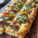 To make Philly cheesesteak cheesy breadsticks, you need some key ingredients. Each one plays a big role in creating great flavor. - 1 pound pizza dough - 1 cup cooked prime rib or steak, thinly sliced - 1 cup bell peppers, sliced (green, red, and yellow) - 1/2 cup onion, sliced - 1 cup provolone cheese, shredded - 1/2 cup mozzarella cheese, shredded - 2 tablespoons olive oil - 1 teaspoon garlic powder - 1/2 teaspoon salt - 1/4 teaspoon black pepper - Fresh parsley, chopped (for garnish) Let’s talk about pizza dough first. You can use store-bought or make your own. Fresh dough gives the best texture. For the steak, thinly sliced prime rib or any good steak works well. The cheese is key. Provolone gives a nice tang, while mozzarella adds stretch. Next, add some colorful bell peppers and onions for crunch and flavor. The garlic powder, salt, and black pepper bring everything together. Don’t forget the fresh parsley. It adds a nice touch when you serve them. These ingredients create a flavor-packed treat. Check out the [Full Recipe] for detailed steps. To start, I heat a skillet over medium heat. I add one tablespoon of olive oil and let it warm. Then, I toss in the sliced onions and bell peppers. I cook them for about 5 to 7 minutes. They should soften and get a nice color. Once done, I remove the skillet from heat and set the veggies aside. Next, I take my thinly sliced steak. I add it to the skillet and season it with garlic powder, salt, and black pepper. I mix it well and let it cook for a few minutes until it's just heated through. This step brings out the flavors and makes the steak yummy. Now, let's roll out the pizza dough. I flour my surface to prevent sticking. I roll the dough into a rectangle, about 12x8 inches. Once rolled, I transfer it to a greased baking sheet. I brush the dough with the remaining olive oil. I sprinkle the garlic powder, salt, and pepper evenly on top. Next, I layer the cooked steak over the dough. I spread the sautéed onions and bell peppers over the steak. Then, I sprinkle provolone cheese and mozzarella cheese on top. I want to cover everything well for that cheesy goodness. To seal the breadsticks, I fold the edges of the dough slightly. This creates a nice crust and keeps the filling inside. I preheat my oven to 400°F (200°C). Once the oven is ready, I place my assembled breadsticks inside. I bake them for 15 to 18 minutes. I watch for the cheese to bubble and turn golden brown. When I see those signs, I know they're done. I take them out and let them cool for a few minutes before slicing. This cooling time helps the cheese set a bit. Finally, I garnish my cheesy breadsticks with fresh parsley for a pop of color and flavor. For the complete recipe, check out the Full Recipe section. For the best taste, choose ribeye or sirloin steak. These cuts are juicy and tender. They hold flavor well and are classic for cheesesteaks. You can also use flank steak for a leaner option. When it comes to cheese, provolone is a top choice. It melts beautifully and offers a rich flavor. Add mozzarella for extra creaminess. Mixing both gives you that perfect cheesiness. Dough thickness matters. Roll your pizza dough to about 1/4 inch thick. This helps keep the breadsticks soft inside and crispy outside. A thicker dough can result in a doughy texture, which is less enjoyable. For a perfect crust, brush the edges with olive oil. This creates a golden and crispy finish. Bake until the cheese bubbles and the crust is golden brown. This gives you the best look and taste. Now, you are ready to make these tasty Philly cheesesteak cheesy breadsticks! For the full recipe, check out the details above. {{image_2}} You can easily change the proteins in this dish. If you want a lighter option, use chicken. Thinly slice cooked chicken breast for a tasty spin. If you prefer a plant-based choice, try portobello mushrooms. These mushrooms add a rich flavor that pairs well with cheese. For a vegetarian version, swap the steak for sautéed mushrooms or cooked lentils. Both add great texture and taste. You can also change the cheeses. Instead of provolone, try gouda or cheddar for a different flavor. To make these cheesy breadsticks even better, serve them with tasty dipping sauces. Marinara sauce is a classic choice. It adds a nice tang to the rich cheese. Ranch dressing also pairs well. It gives a cool contrast to the warm breadsticks. For parties, cut the breadsticks into smaller pieces. This makes them easy to grab. Serve with a side salad to balance the meal. You can also add a fruit platter to keep it fresh and light. These ideas will make your breadsticks a hit at any gathering. To keep your Philly cheesesteak cheesy breadsticks fresh, use airtight containers. Glass or plastic containers work well. Make sure they cool down before you seal them. If you have more than one layer, use parchment paper between them. This prevents sticking. Store them in the fridge for up to three days. For longer storage, you can freeze them. Wrap each breadstick tightly in plastic wrap, then place them in a freezer bag. They will last up to three months when frozen. To enjoy your breadsticks again, you can reheat them in the oven. Preheat your oven to 350°F (175°C). Place the breadsticks on a baking sheet. Heat them for about 10-15 minutes. This method keeps them crispy. You can also use a toaster oven for a quick option. Just watch them closely, so they don't burn. Avoid microwaving them, as this can make them soggy. If you must use a microwave, place a paper towel underneath. This helps absorb some moisture. Enjoy your tasty leftovers! What is the best bread to use? I recommend using pizza dough. It gives a great chewy texture. You can also try soft hoagie rolls if you want a thicker bite. Can I make them ahead of time? Yes, you can prepare them a day in advance. Just keep the assembled breadsticks in the fridge. Bake them fresh when you’re ready to eat. How can I make them spicier? Add sliced jalapeños or a dash of hot sauce to the filling. You can also use pepper jack cheese for a nice kick. Is there a vegetarian version of this recipe? Absolutely! Swap the steak for sautéed mushrooms or zucchini. Use your favorite cheese blend to keep it cheesy and delicious. - Nutritional information and serving size: Each serving has about 300 calories. This recipe makes 6 to 8 servings. - Suitable pairings for a complete meal: Try serving these breadsticks with a fresh salad or a side of marinara sauce for dipping. They are great for game nights or casual gatherings. In this blog post, we explored how to make delicious Philly cheesesteak cheesy breadsticks. We covered essential ingredients, from the dough to the steak and vegetables. You learned step-by-step instructions for preparing, assembling, and baking these tasty treats. I shared tips for flavor, texture, and creative variations. Finally, we discussed storage methods and answers to common questions. I hope you feel ready to make these cheesy breadsticks at home. Enjoy the delicious results with family and friends!