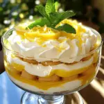 For this Köstliches Zitronen-Tiramisu, gather these fresh ingredients: - 250g mascarpone cheese - 100g powdered sugar - 2 lemons (zested and juiced) - 200ml heavy cream - 200g ladyfinger biscuits - 150ml strong brewed lemon tea (cooled) - Fresh mint leaves for garnish You will need some basic tools to make this tasty dessert: - A large mixing bowl - A whisk or electric mixer - A spatula for folding - A shallow dish for dipping ladyfingers - A serving dish or individual cups for layering - A zester for the lemon Using fresh ingredients makes a big difference in flavor. Fresh lemons add a bright taste. They give your Tiramisu a lovely zing. Mascarpone cheese should be creamy and smooth. This cheese creates a rich texture. Heavy cream needs to be cold for whipping. Cold cream whips better and holds shape. Fresh mint leaves on top add a nice touch. They enhance the look and taste of the dessert. Always choose the best ingredients for the best results. For the full recipe, check the details earlier in the article. First, gather your ingredients. You will need mascarpone cheese, powdered sugar, lemon zest, and lemon juice. In a large bowl, mix the mascarpone cheese, powdered sugar, lemon zest, and lemon juice. Stir until the mixture is smooth and creamy. This step is key for a rich flavor. The lemon adds a nice zing that makes the dessert refreshing. Next, take another bowl and pour in the heavy cream. Use a mixer to whip the cream until soft peaks form. This means the cream holds its shape but is still light and fluffy. Be gentle when folding the whipped cream into the mascarpone mixture. You want to keep the air in the cream for a light texture. This step adds volume and makes the tiramisu airy. Now, prepare the lemon tea. Brew it strong and let it cool down. Take the ladyfinger biscuits and dip each one briefly in the cooled tea. Make sure they soak but do not get soggy. Start layering in a serving dish. Place half of the soaked ladyfingers at the bottom. Then, spread half of the mascarpone mixture over them. Repeat with another layer of soaked ladyfingers and the rest of the mascarpone mixture on top. Cover the dish and refrigerate for at least four hours. This waiting time helps the flavors blend nicely. Before serving, add fresh mint leaves on top. They add a nice touch and look great. For the full recipe, check out the recipe section above. To get that creamy goodness in your Köstliches Zitronen-Tiramisu, always use cold mascarpone cheese. This helps it mix better with the sugar and lemon. Whip the heavy cream until soft peaks form, but don’t overdo it. Gently fold the whipped cream into the mascarpone. This keeps the mix airy and light. If you mix too hard, it will become dense. One big mistake is soaking the ladyfingers too long. Just a quick dip is enough. If they sit in the tea too long, they turn mushy. Another common error is using warm ingredients. Always use cool or cold items. This step is crucial for keeping the right texture. Lastly, don’t skip the chilling time. Letting it sit helps the flavors blend well. You can easily make this dessert even better. Try adding a splash of limoncello for a nice zing. You can also mix in some fresh berries for a fruity twist. If you want more crunch, consider adding crushed cookies or nuts between layers. These little touches can boost the taste and make your Köstliches Zitronen-Tiramisu stand out. For the full recipe, check out the details above. {{image_2}} You can swap lemons for other fruits. Berries like strawberries or raspberries work well. Use their juice and zest to keep the flavor bright. You can also try mango or peach for a tropical twist. Each fruit brings a unique taste and color. Layer the fruit with the mascarpone to create a stunning dessert. If you need a gluten-free version, use gluten-free ladyfinger biscuits. Many brands offer tasty options that hold up well. You can also make your own ladyfingers with almond flour and eggs. This adds a nutty flavor that pairs nicely with the lemon. Just ensure all your other ingredients are gluten-free. To make this dessert vegan, replace the mascarpone with a plant-based cream cheese. Use coconut cream instead of heavy cream for a rich texture. Sweeten with maple syrup instead of powdered sugar. For the ladyfingers, choose a vegan brand or bake your own. This way, you keep the creamy goodness while being plant-friendly. You can find the Full Recipe to try these variations. To keep your köstliches zitronen-tiramisu fresh, store it in the fridge. Use an airtight container to prevent moisture loss. Cover the dish tightly with plastic wrap if you don’t have one. This keeps the flavors intact and helps avoid drying out. Always place it on a middle shelf, as the temperature is most stable there. When stored correctly, your tiramisu lasts about 3 to 4 days in the fridge. The flavors actually improve as it sits. However, the ladyfingers may become softer over time. For the best taste and texture, enjoy it within the first couple of days. If you have leftovers, you can freeze them. Cut the tiramisu into individual portions for easy serving. Wrap each piece tightly in plastic wrap, then place them in a freezer-safe container. It can last up to 2 months in the freezer. To enjoy, thaw it overnight in the fridge before serving. This keeps the texture smooth and delicious. For the complete recipe, you can reference the Full Recipe. Yes, you can use different teas. Try chamomile or green tea for a unique taste. Each tea brings a new flavor. Just make sure it's strong enough. Soak the ladyfingers briefly to avoid sogginess. To make it less sweet, reduce the sugar. Use 50g less powdered sugar in the mascarpone mix. You can also add more lemon juice. This adds a nice tartness. Balancing sweetness with acidity makes the dessert bright and fresh. Serve Köstliches Zitronen-Tiramisu in small cups for easy enjoyment. Add fresh mint leaves on top for color. You might also sprinkle some lemon zest for extra flair. Pair it with a cup of herbal tea. This makes a perfect finish to a meal. For the full recipe, refer to the earlier section. This blog post covered the key parts of making a great tiramisu. We explored the best ingredients, tools, and the need for freshness. I shared step-by-step instructions, tips for perfect texture, and common mistakes. We looked at fun variations, storage tips, and answered common questions. Making tiramisu can be easy and fun with the right knowledge. Remember to try different flavors to make it yours. Enjoy your delicious creation!